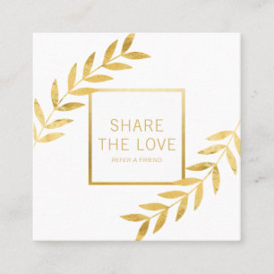 Refer a Friend Gold Foil Leaf Referral Client Card