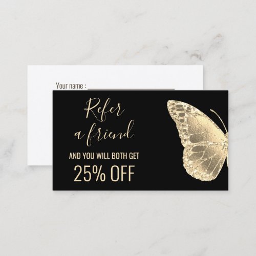 refer a friend golden butterfly business card