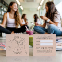 Refer a friend light peach cute hands illustration