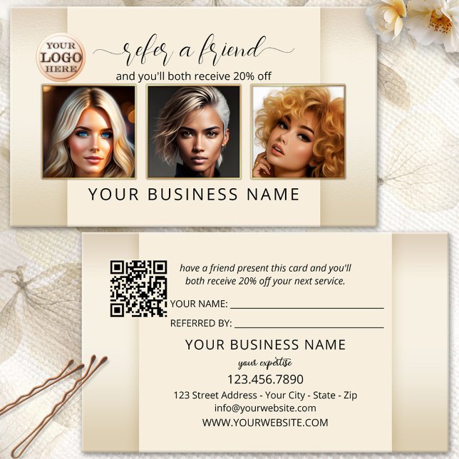 Refer a Friend Logo QR Code Photo Portfolio Referral Card (Creator Uploaded)