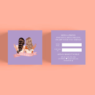 Refer a Friend Makeup Artist Beauty Salon Purple Referral Card