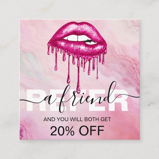 Refer a Friend Modern Glitter Lips Referral Card (Front)