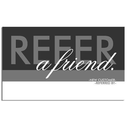 Customizable refer a friend overlay business card
