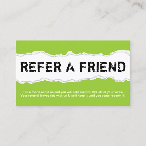 Customizable refer a friend page rip (color customizable) business card templates