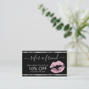 Refer a Friend - Pink Glitter Lipstick - Silver Referral Card