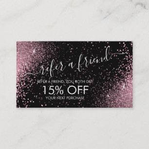 Refer a Friend - Pink Glitter - Silver Referral Card