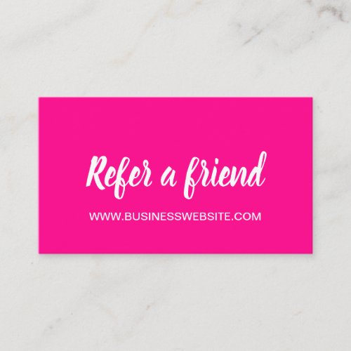 Refer a friend pink minimalist referral card
