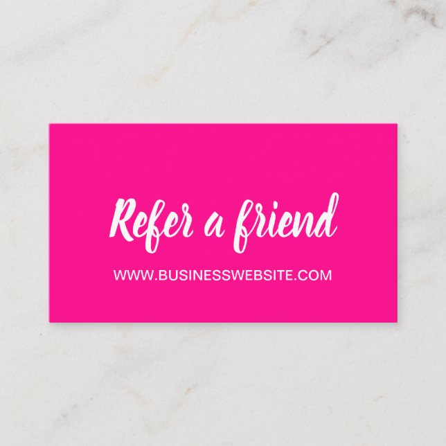 Refer a friend pink minimalist referral card (Front)