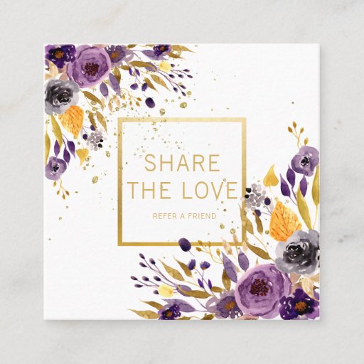 Customizable Refer a Friend Purple Floral Referral Client Card