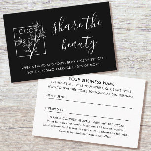 Refer A Friend Referral Card Logo Modern Black