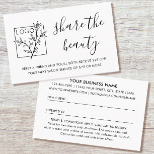 Refer A Friend Referral Card Logo Modern White