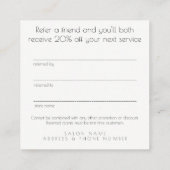 Refer a Friend Referral Salon Client Card Set (Back)