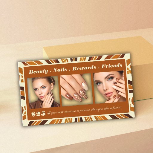Customizable Refer A Friend Rustic Chic Photo Collage Referral  Business Card