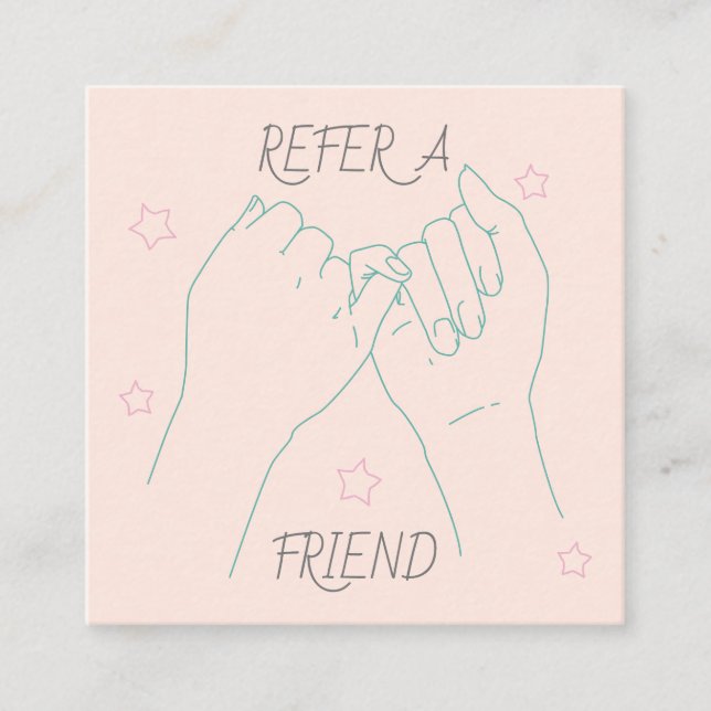 Refer a friend soft pastel cute hands illustration referral card (Front)