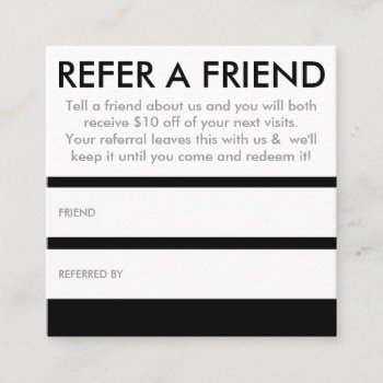 Refer A Friend Square Referral Card by identica at Zazzle