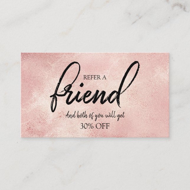 Refer A Friend Stylish Blush Foil Referral Card (Front)