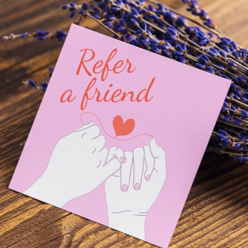 Refer A Friend Trendy Blush Pink Pastel Cute Hands Referral Card