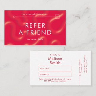 Refer a Friend Trendy Red Groovy Unique Spa Salon Referral Card