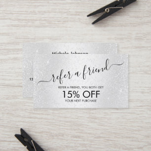 Refer a Friend - White Glitter Referral Card