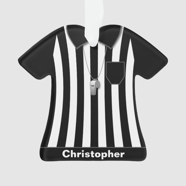 Referee Black Sleeves Uniform Personalized Ornament (Front)