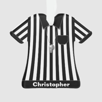 Referee Black & White Striped Uniform Personalized Ornament by Fun_Forest at Zazzle