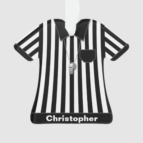 Referee Black  White Striped Uniform Personalized Ornament
