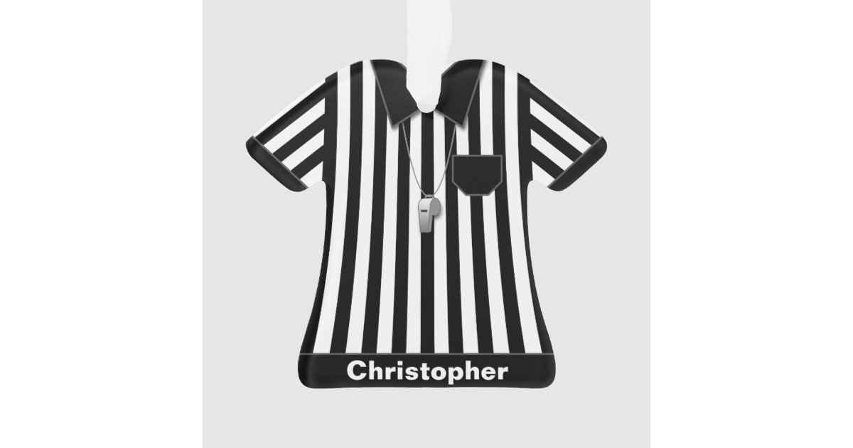 Referee Black & White Striped Uniform Personalized Ornament Zazzle