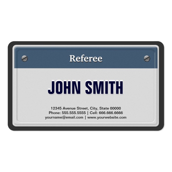 Referee Cool Car License Plate Business Card Template