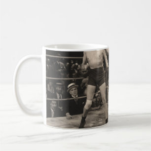 Referee counting over boxer in ringboxing, vintage coffee mug