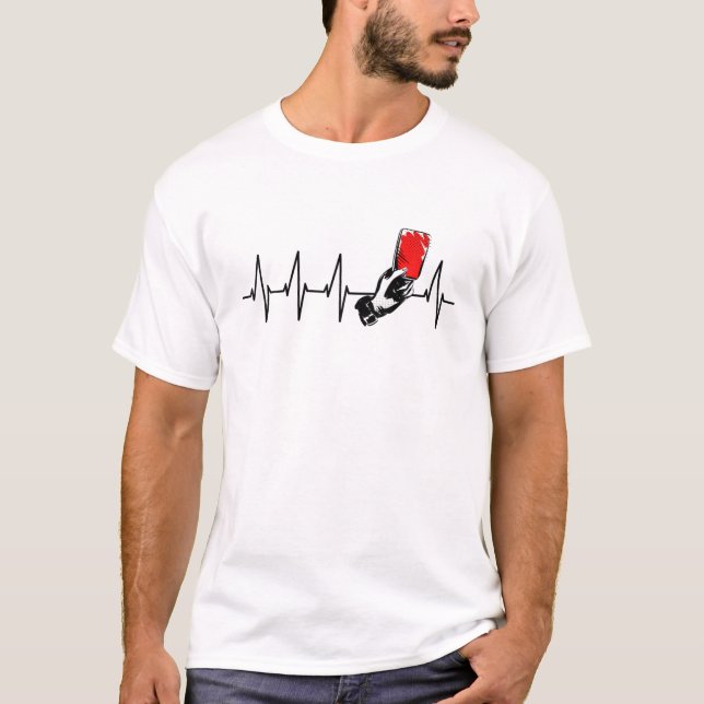 Referee Heartbeat Red Card Football Schiri T-Shirt (Front)