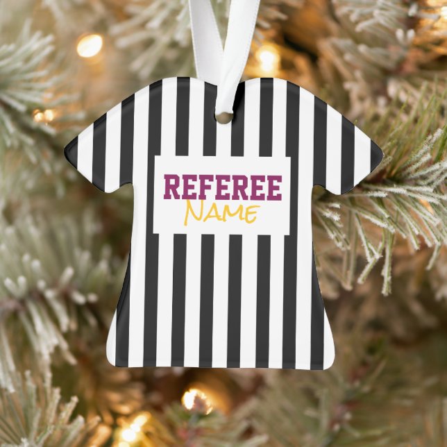 REFEREE NAME Sports Team Colors Stripes Ornament (Tree)