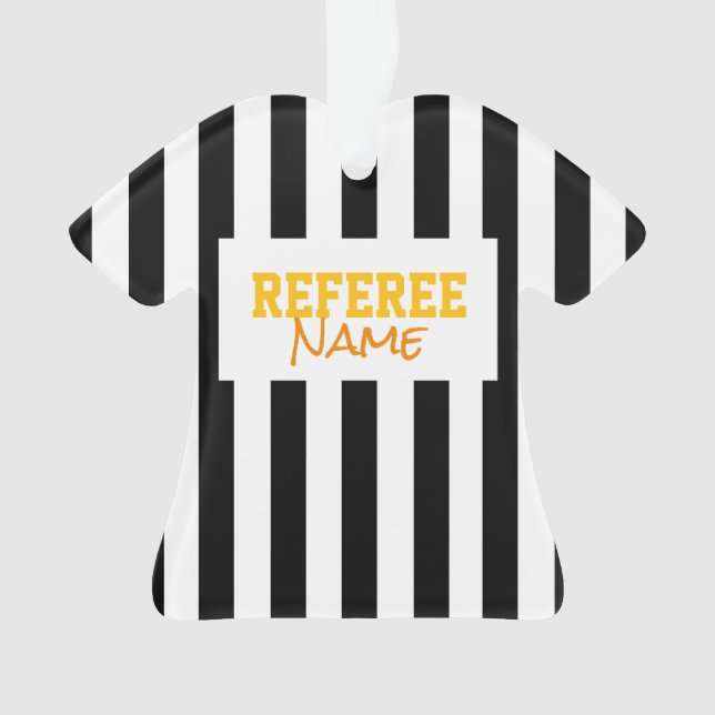 REFEREE NAME Sports Team Colors Stripes Ornament (Front)