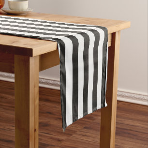 Referee Striped Classic Black & White Vertical  Short Table Runner