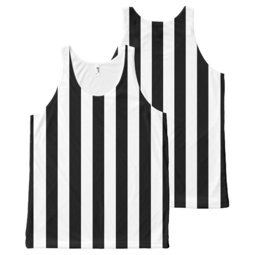 Referee Stripes All-Over-Print Tank Top - Black and white referee stripes design