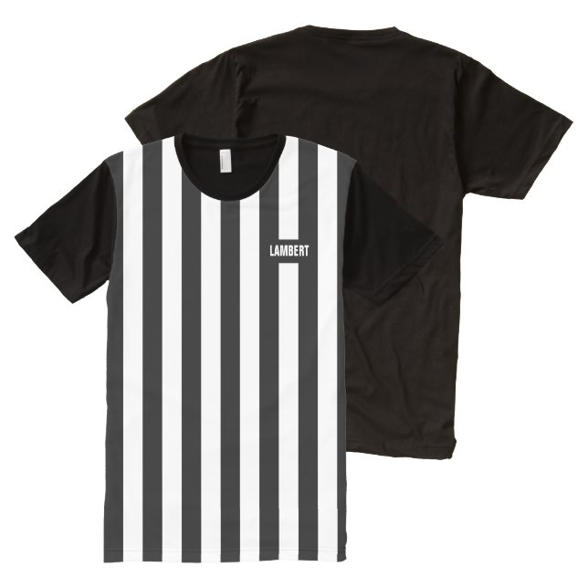 Referee Stripes with Name Template All-Over-Print T-Shirt (Front and Back)