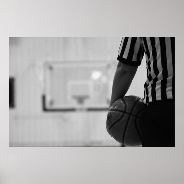 Referee Time out (Basketball) Black and White Post Poster (Front)