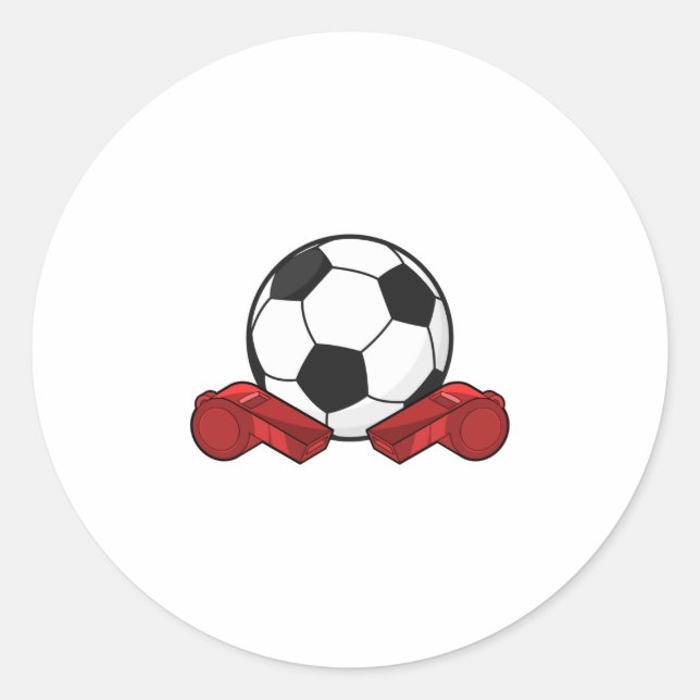 Referee whistle & Soccer ball Classic Round Sticker (Front)