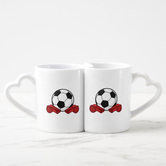 Referee whistle & Soccer ball Coffee Mug Set (Front Nesting)