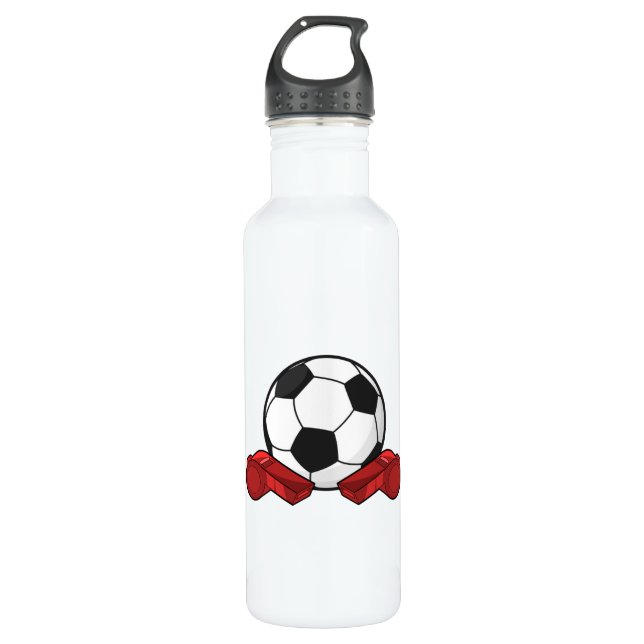 Referee whistle & Soccer ball Stainless Steel Water Bottle (Front)