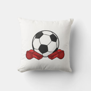 Referee whistle & Soccer ball Throw Pillow