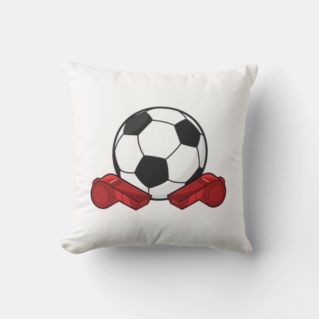Referee whistle & Soccer ball Throw Pillow (Front)