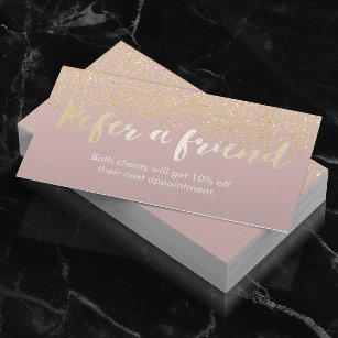 Referral Card   Chic Gold Confetti Dots Dusty Pink