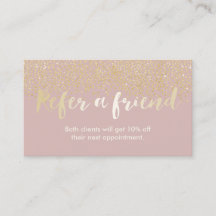 Gold Marble and Black Referral Card Personalized Eyelash Extensions Refer A Friend Card