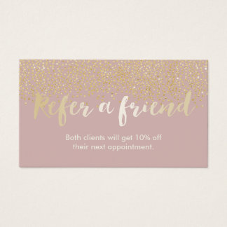 Referral Card | Chic Gold Confetti Dots Dusty Pink