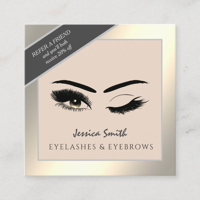 Referral card chic gold eyelashes & eyebrows wink (Front)