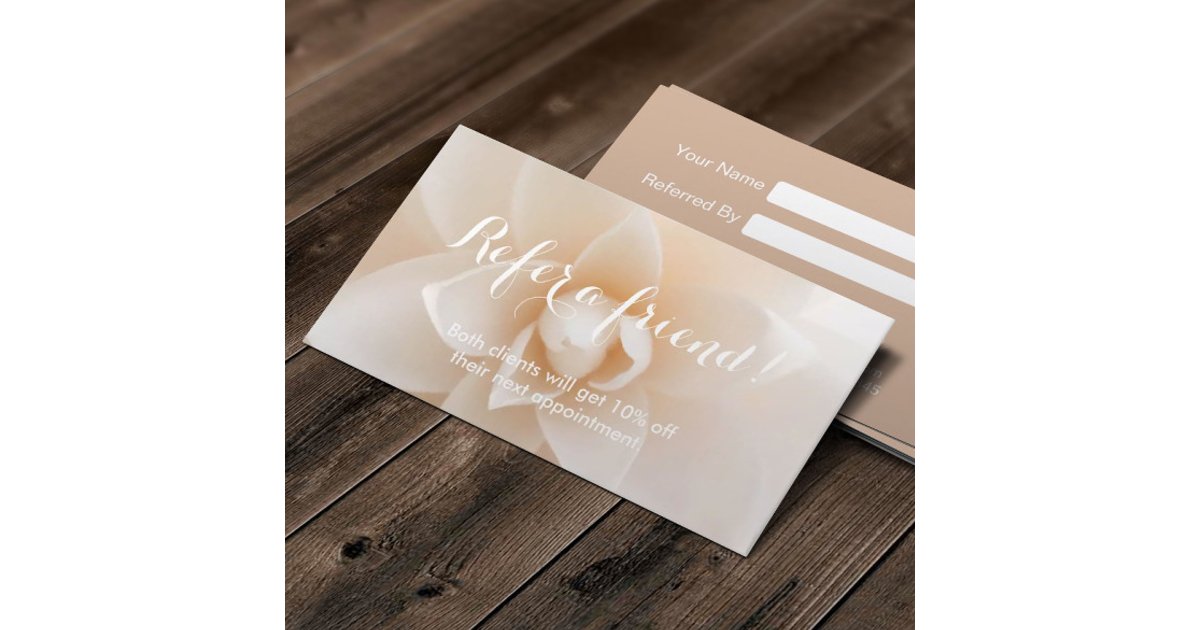 Referral Card Classy White Floral Background | Zazzle