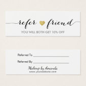 Referral Card | Elegant Minimal Gold Heart Elegant (Front & Back)