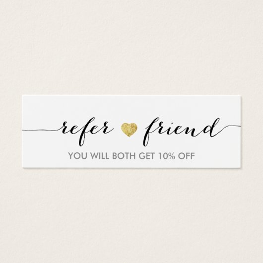 Referral Card | Elegant Minimal Gold Heart Elegant (Front)