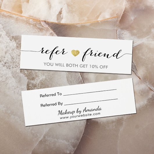 Referral Card | Elegant Minimal Gold Heart Elegant