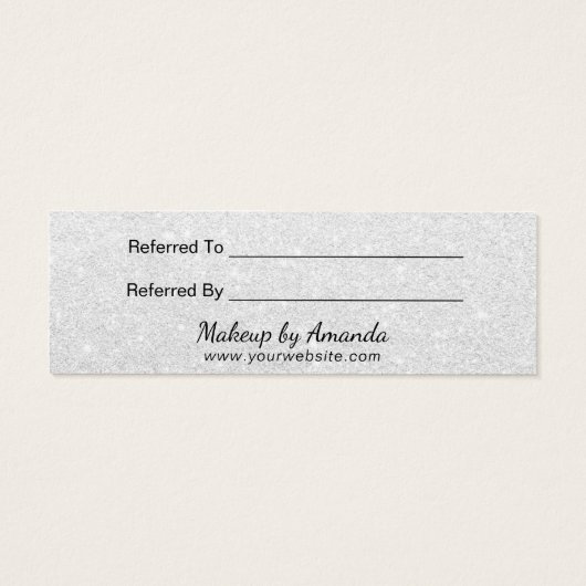 Referral Card | Elegant Silver Glitter Red Heart (Back)